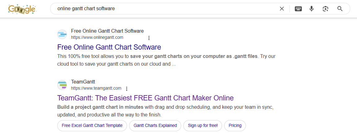 구글 'online gantt chart software' 검색결과