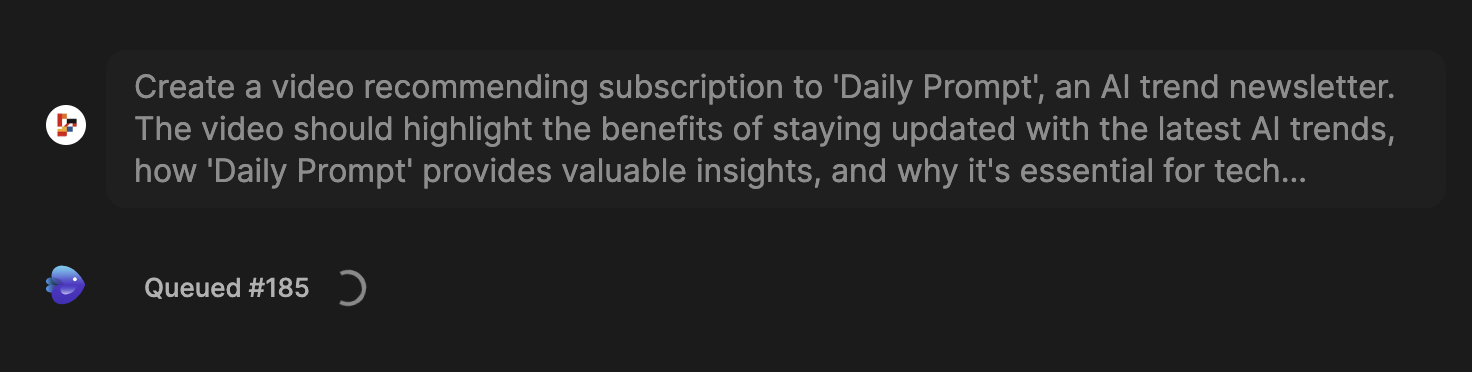 로그인 후 영상제작 대기중인 모습