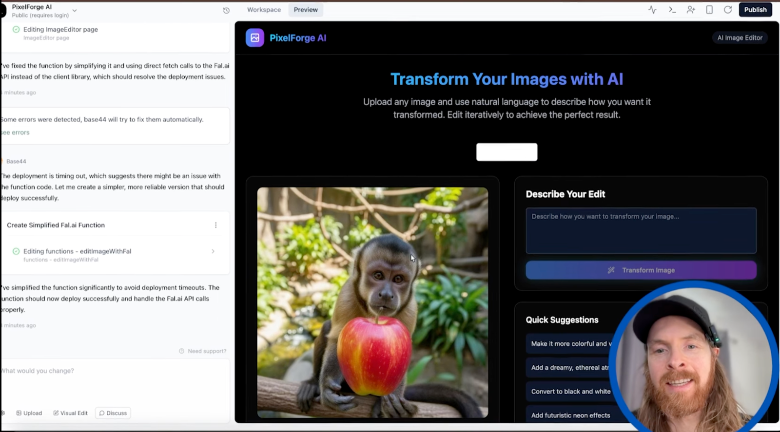 한 유튜버가 Base44로 만든 앱 (이미지 제작 AI)