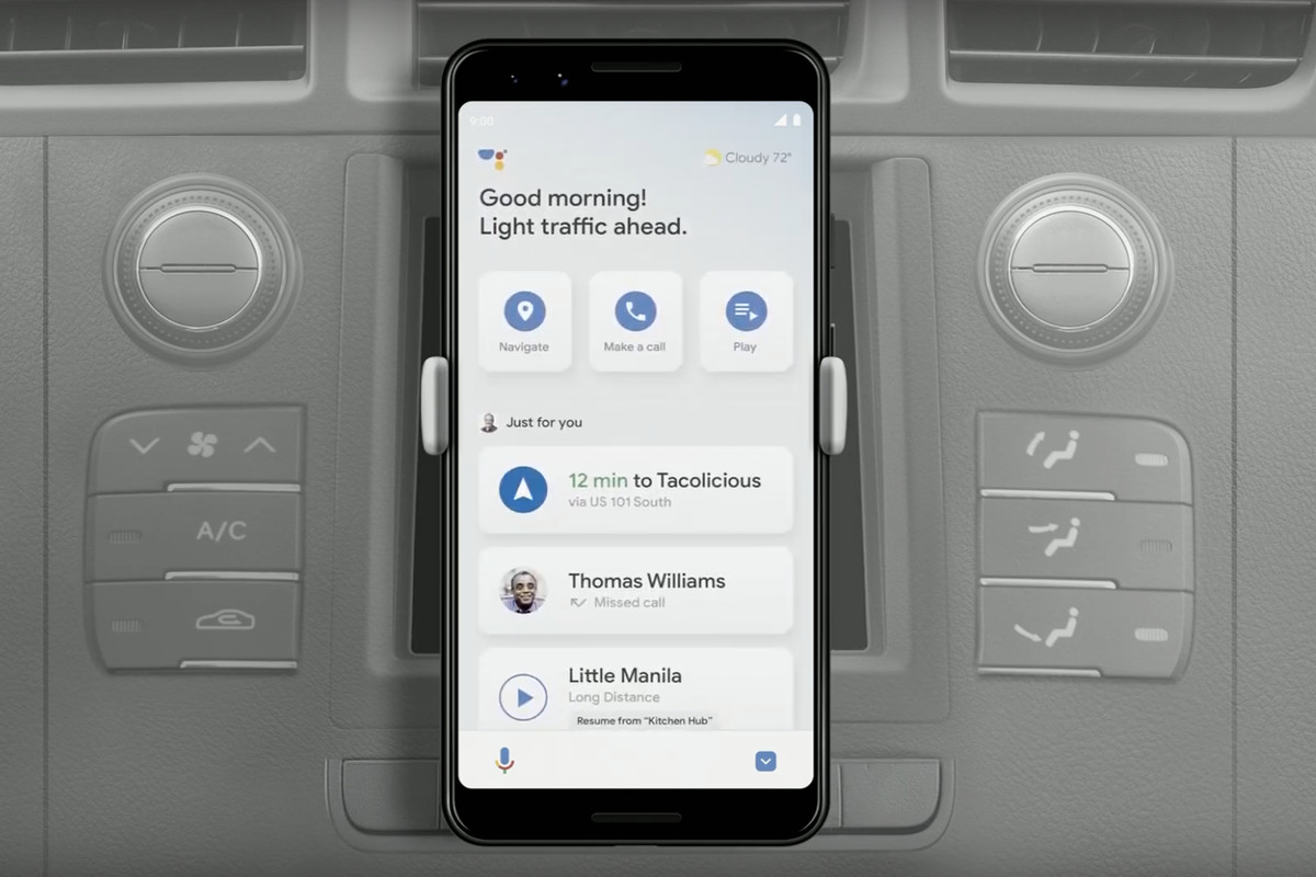 '구글 어시스턴트 드라이빙 모드' 앱 렌더링 (이미지 출처 : The Verge)