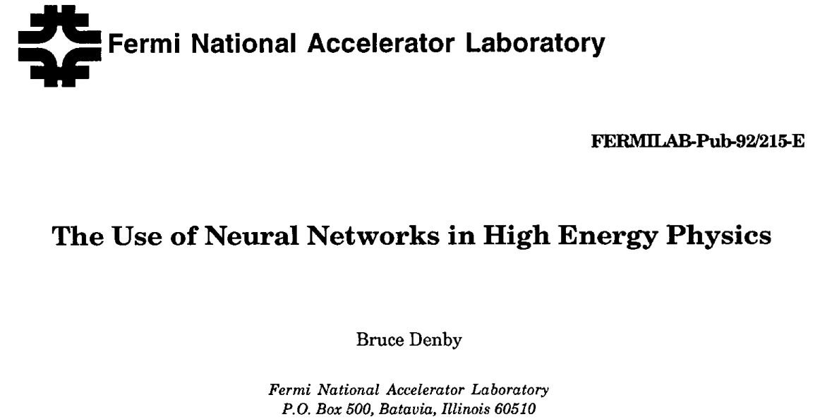 고에너지 입자물리학에서 인공신경망을 어떻게 활용할 것인가에 대한 1992년 논문.