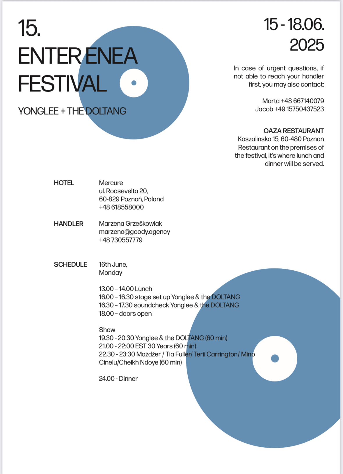 페스티벌 당일의 타임라인