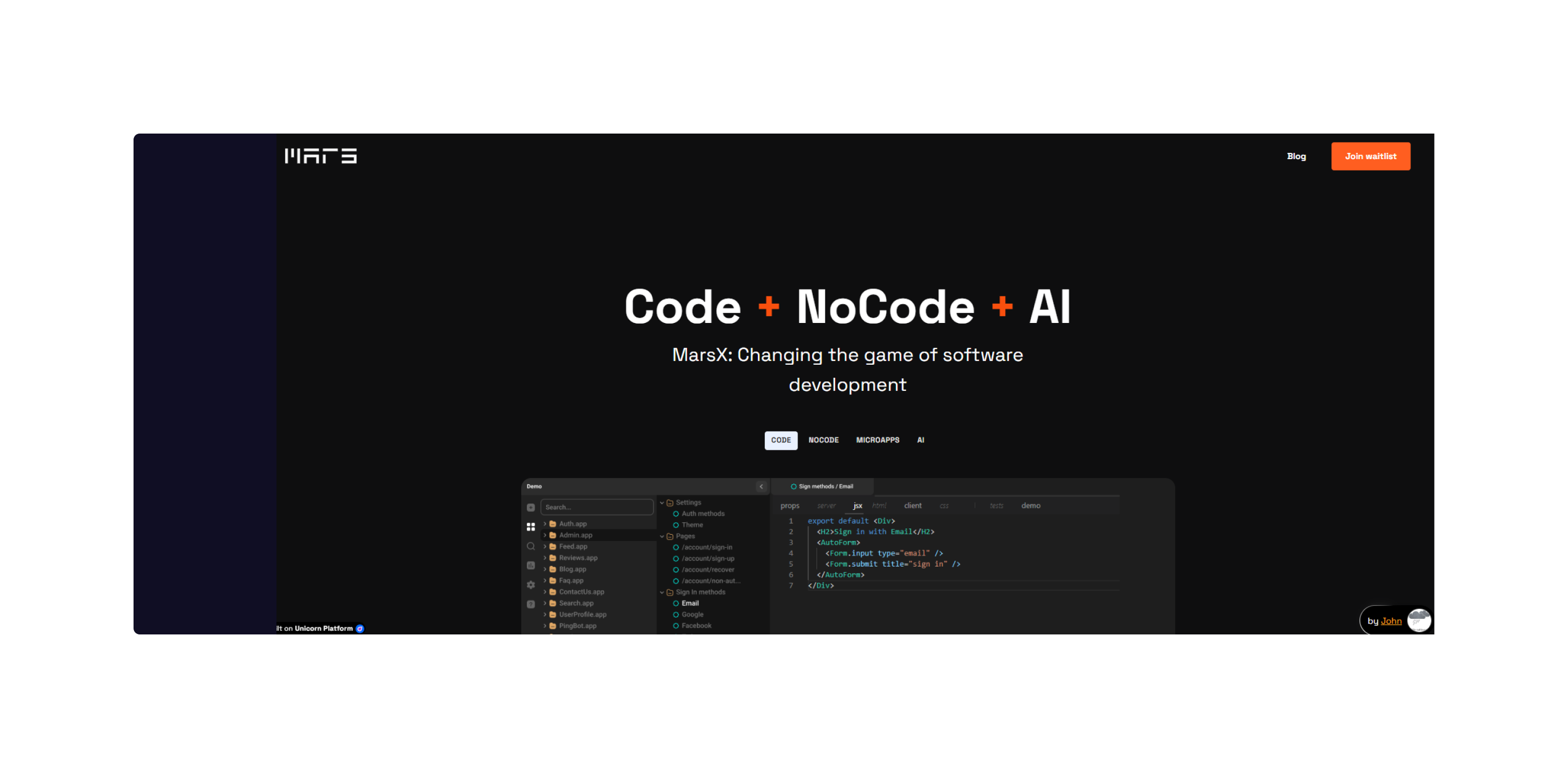 MarsX의 렌딩페이지