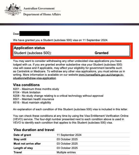 이미지 출처 @Yes 이민 법무 회원 비자 승인 레터