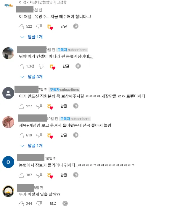 이미지 = 유튜브 댓글 캡처 (https://www.youtube.com/watch?v=husfNgrbFKM)