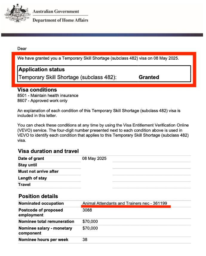 @ Yes 이민 법무 회원 비자 승인 레터