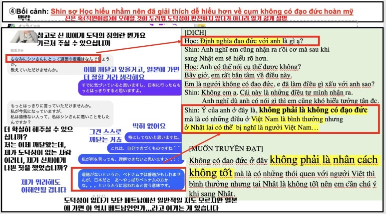 혹(Hoc)이란 베트남인 어학원 직원(좌)과 나구모 사장(우)의 대화내역4