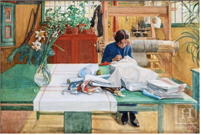 바느질하는 여자(Sewing Girl), 칼 라르손, 1911