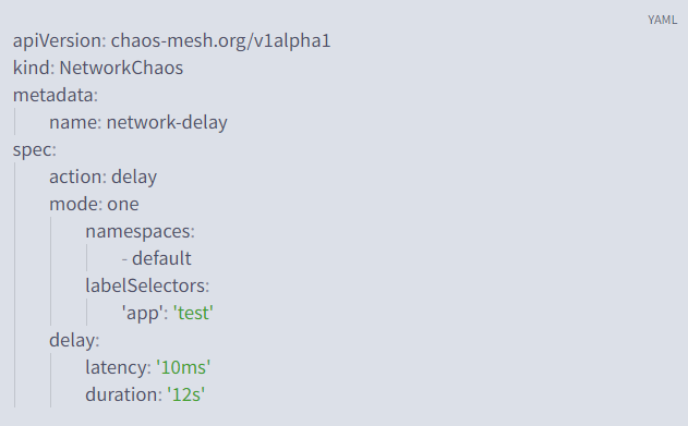 NetworkChaos로 만든 Chaos Experiment의 예시 YAML 파일입니다.