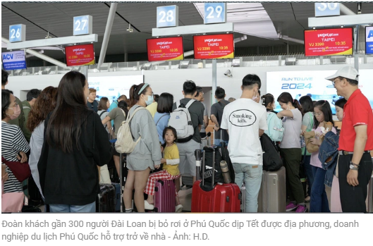 설 연휴 푸꾸옥에 버려진 300명 가까운 대만인 단체관광객이 지역 주민과 푸꾸옥 여행사들의 지원을 받아 귀국하게 되었습니다