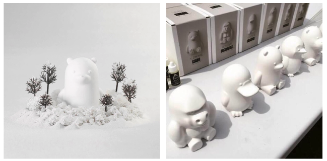 3D 모델링 기술을 활용해서 석고 방향제를 디자인했다. 첫번째 판매 상품이었다.