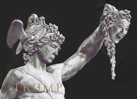 2016년 미국 대통령 선거 당시, 첼리니의 유명한 조각상 '메두사의 머리를 들고 있는 페르세우스'의 패러디물이 SNS에서 퍼져나가 세간의 관심을 받기도 했다. 페르세우스로 분한 트럼프가 클린턴의 목을 높이 쳐들고 있는 이미지