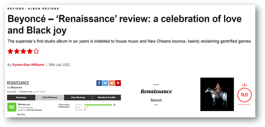 (위) NME / (좌) Metacritic / (우) Pitchfork