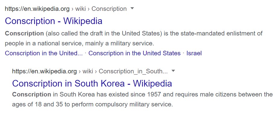 구글 Conscription 검색 결과