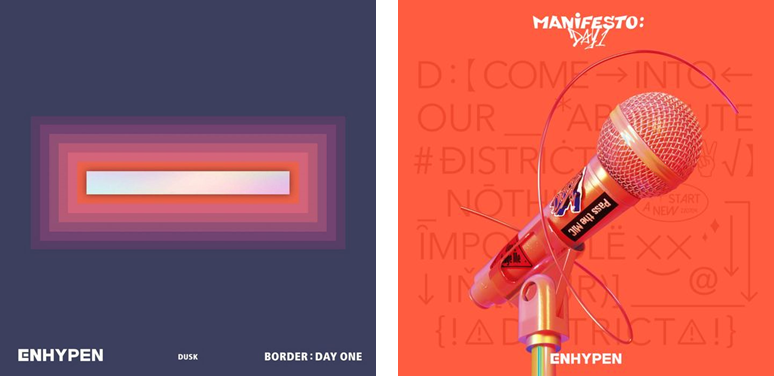 ‘BORDER : DAY ONE’의 앨범 커버 / ‘MANIFESTO : DAY 1’의 앨범 커버