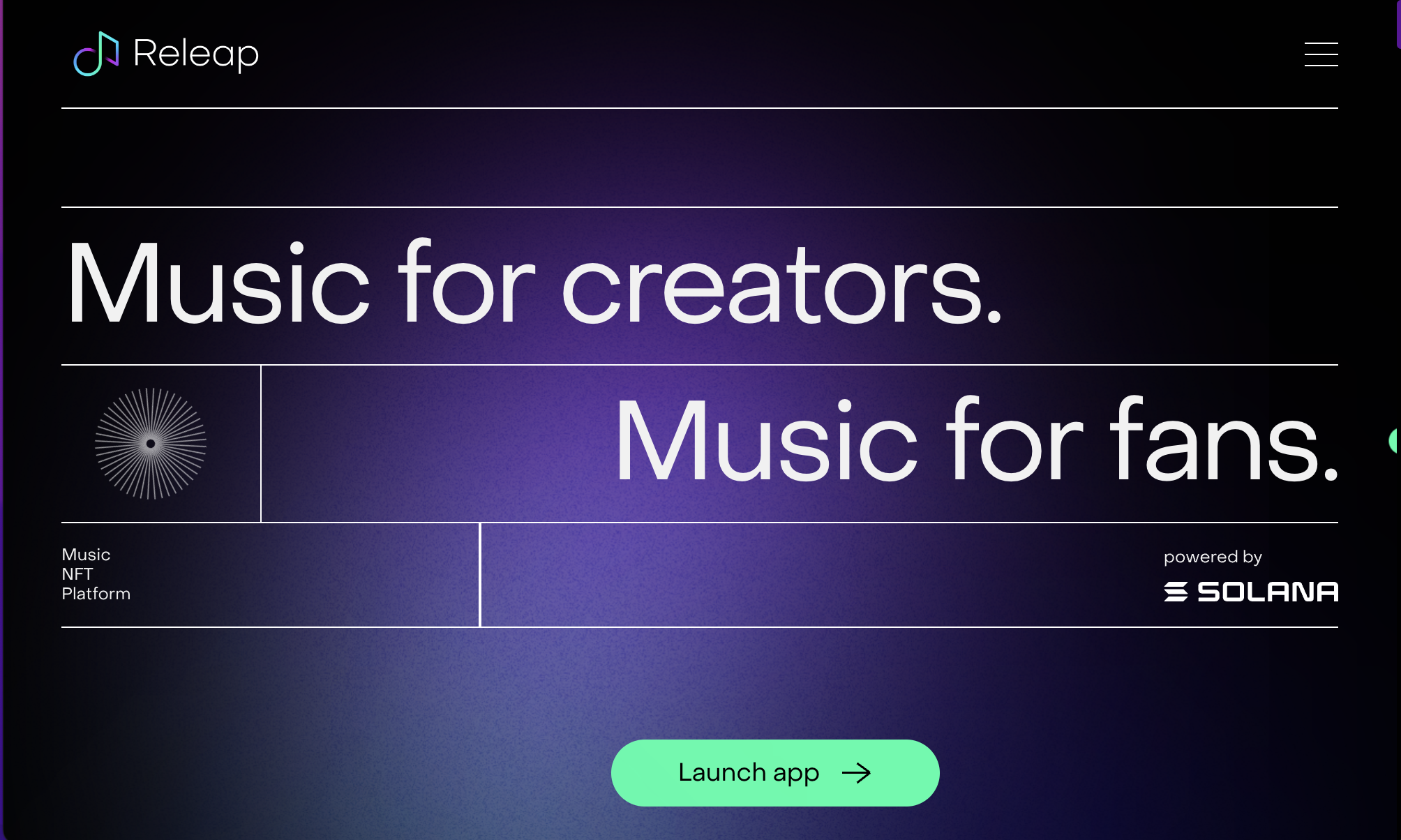 Releap 공식 홈페이지 메인 화면