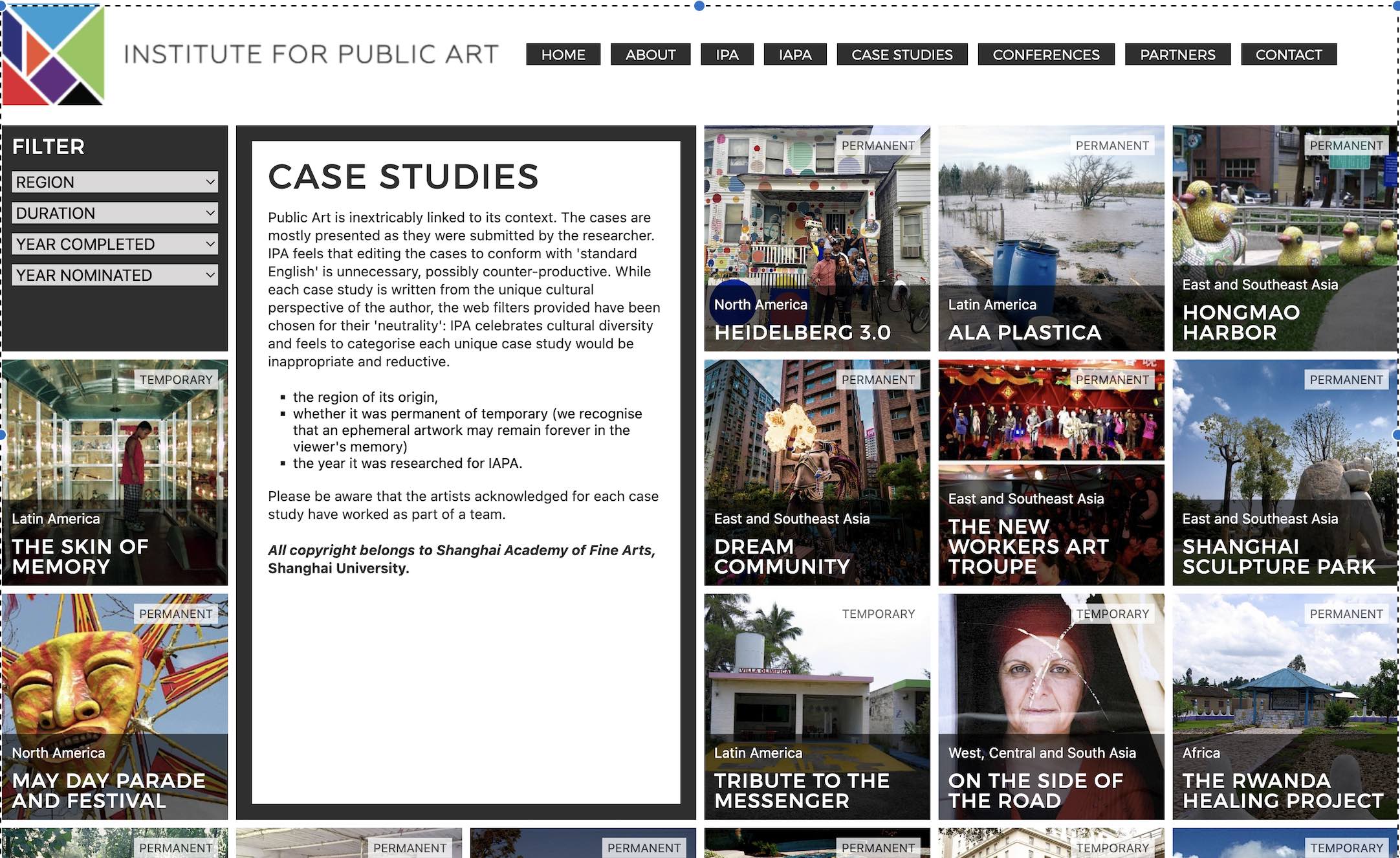 Institue for Public Art 웹사이트(instituteforpublicart.org), 출처:instituteforpublicart.org