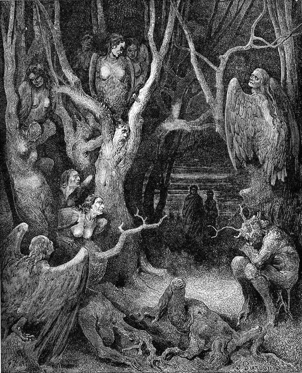 지옥의 나무에 있는 하피들 © Pantheon Books edition of Divine Comedy