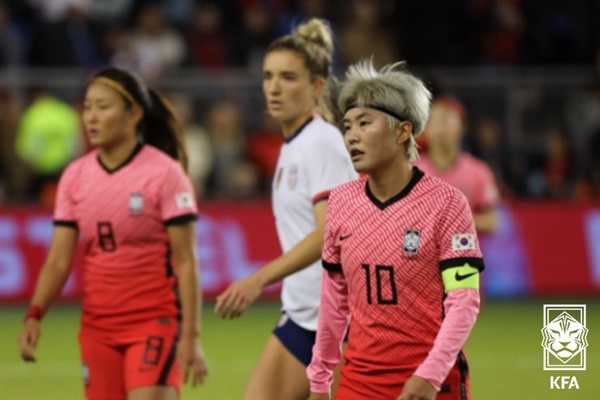 미국과 원정 친선경기를 치르는 한국 여자축구 대표팀 선수들 ⓒ 대한축구협회 홈페이지