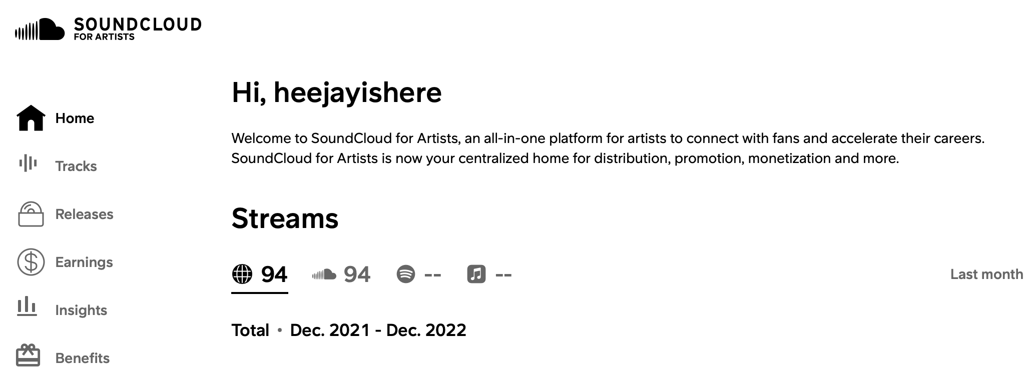SoundCloud for Artists 페이지 