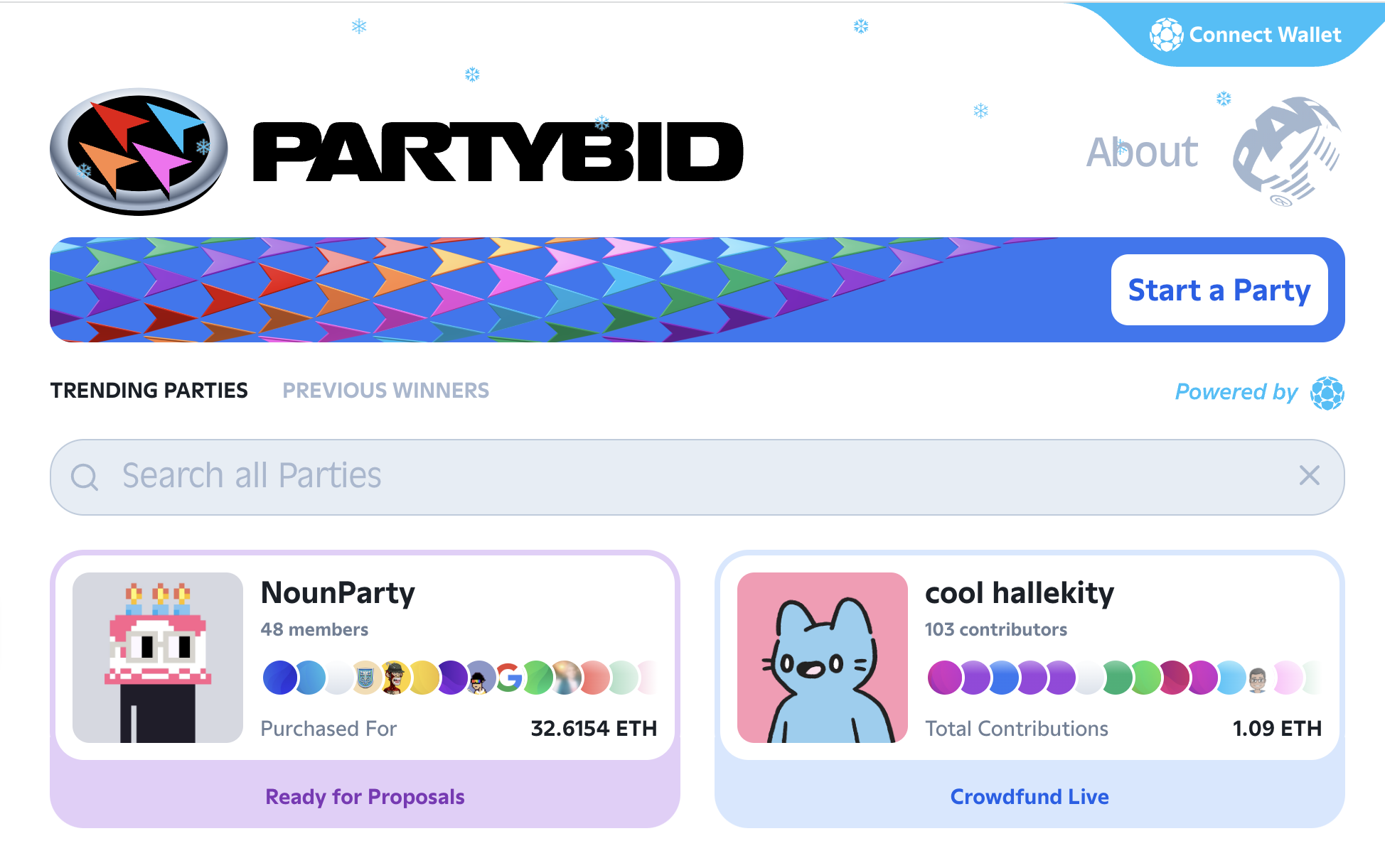 Partybid 메인 페이지
