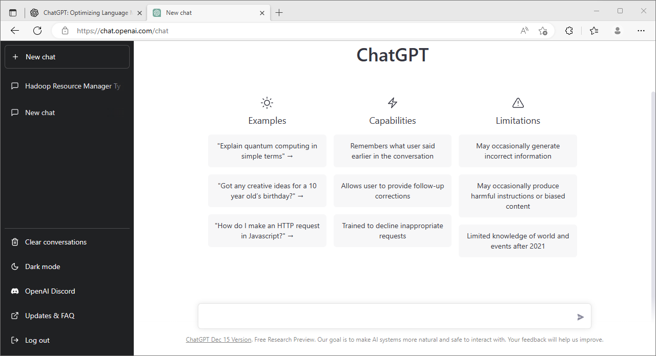 2022년 11월 30일 공개된 OpenAI의 ChatGPT