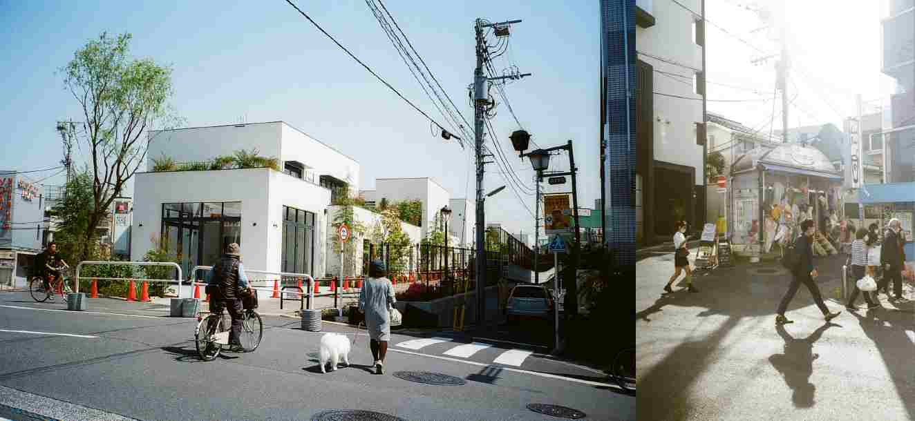 '리로드'의 입구와 시모키타자와 개발이 한창인 남쪽 출구 앞 거리