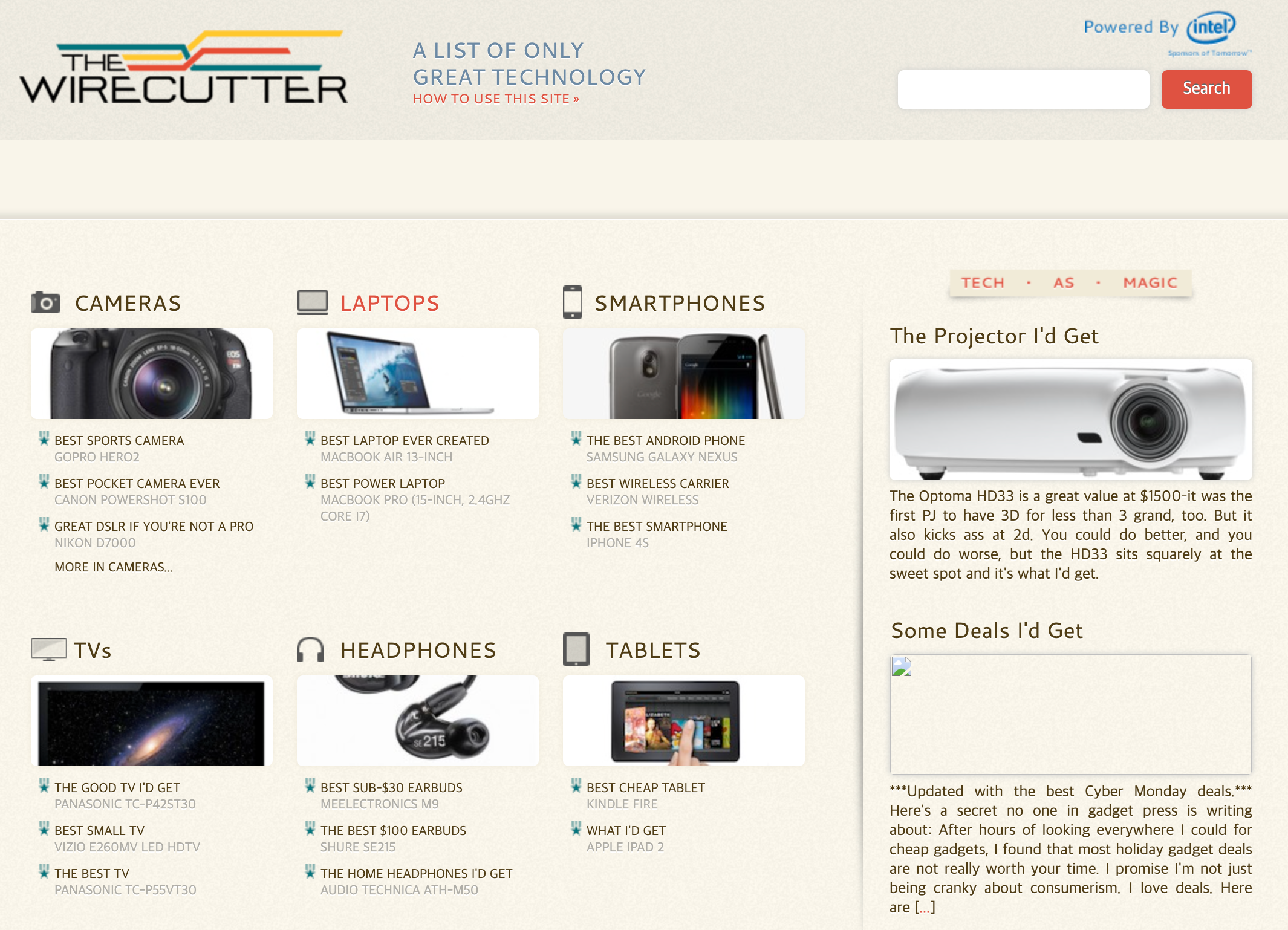 Wirecutter 초기 웹페이지