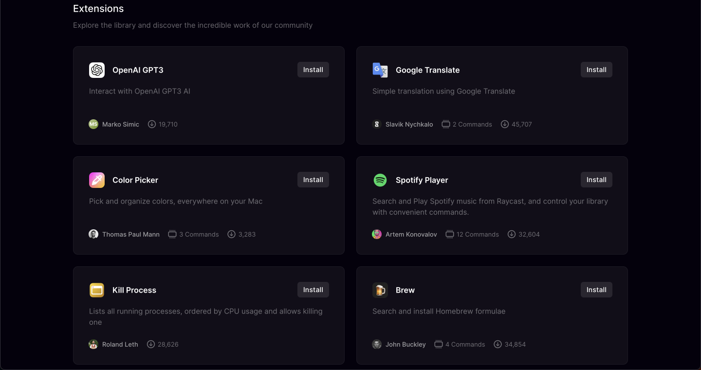 Raycast의 Extensions