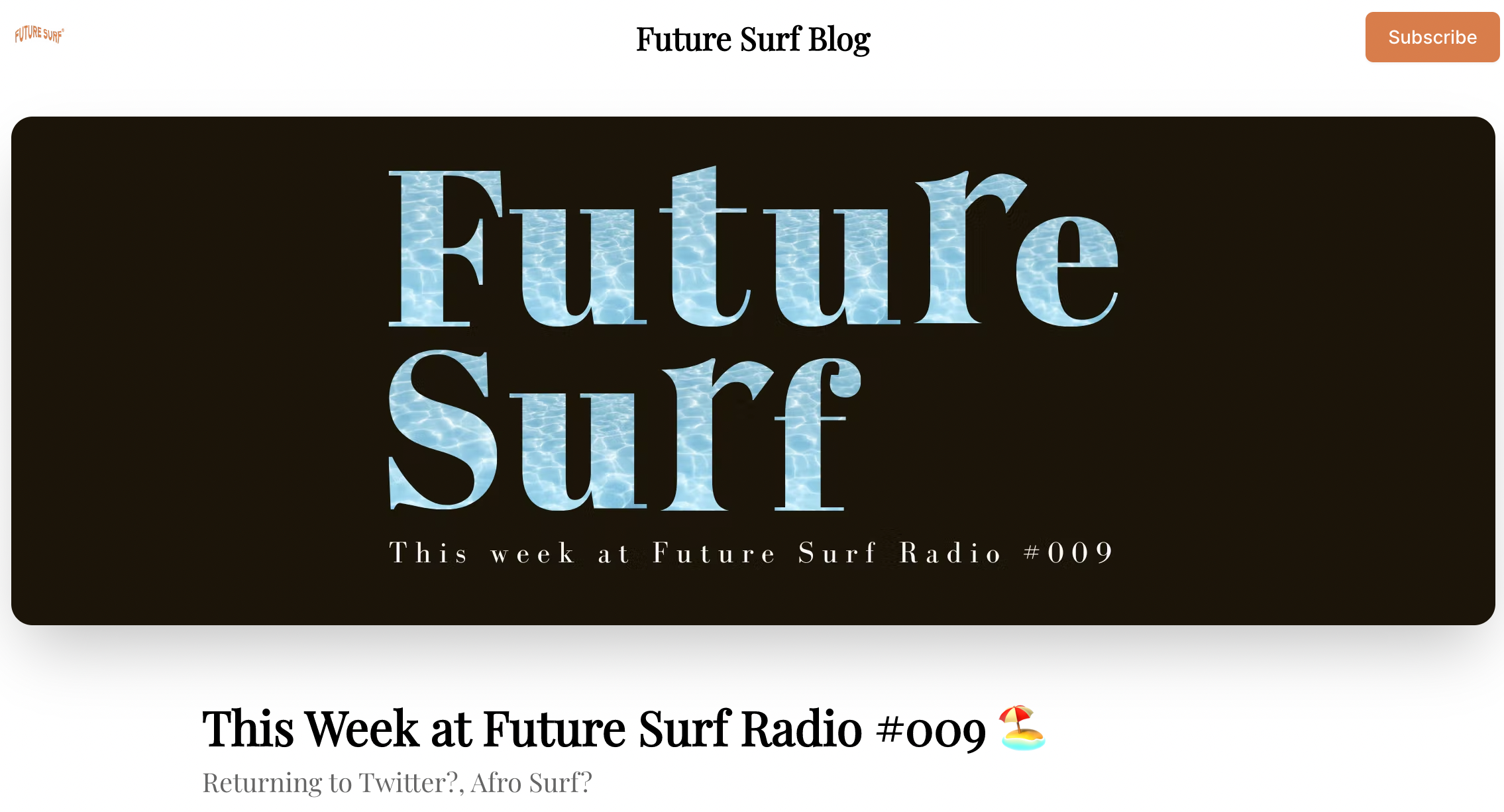 Future Surf Radio 메인 페이지 