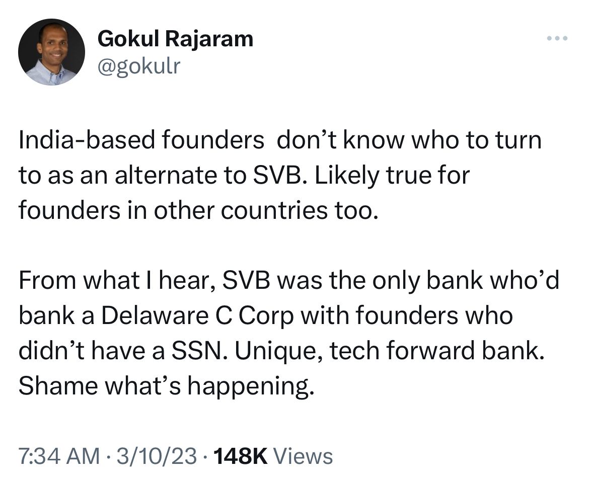 SVB는 사회보장번호가 없는 해외 창업자에게도 은행 계좌를 열어주던 유일한 금융기관
