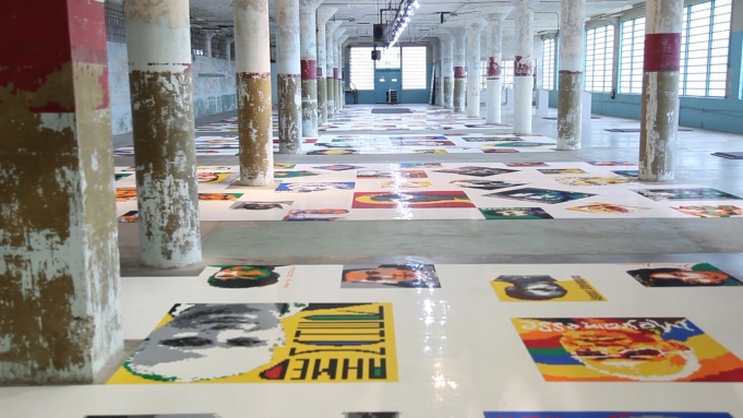 A still from Ai Weiwei Yours Truly, showing Ai’s installation Trace on Alcatraz Island @artnews.com, July 6, 2020