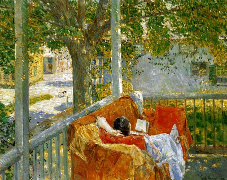 Couch on the porch, Cos cob, Frederick Childe Hassam, 1914