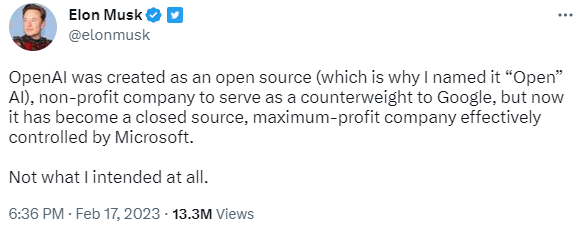 OpenAI의 대규모 외부 투자 유치 및 영리 법인화를 비난하는 일론 머스크
