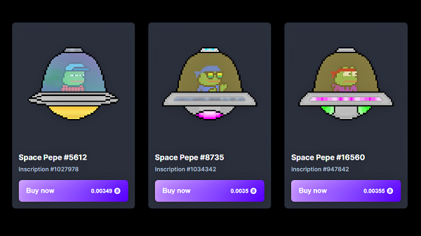 스페이스 페페(Space Pepes) [사진: ordinalswallet]