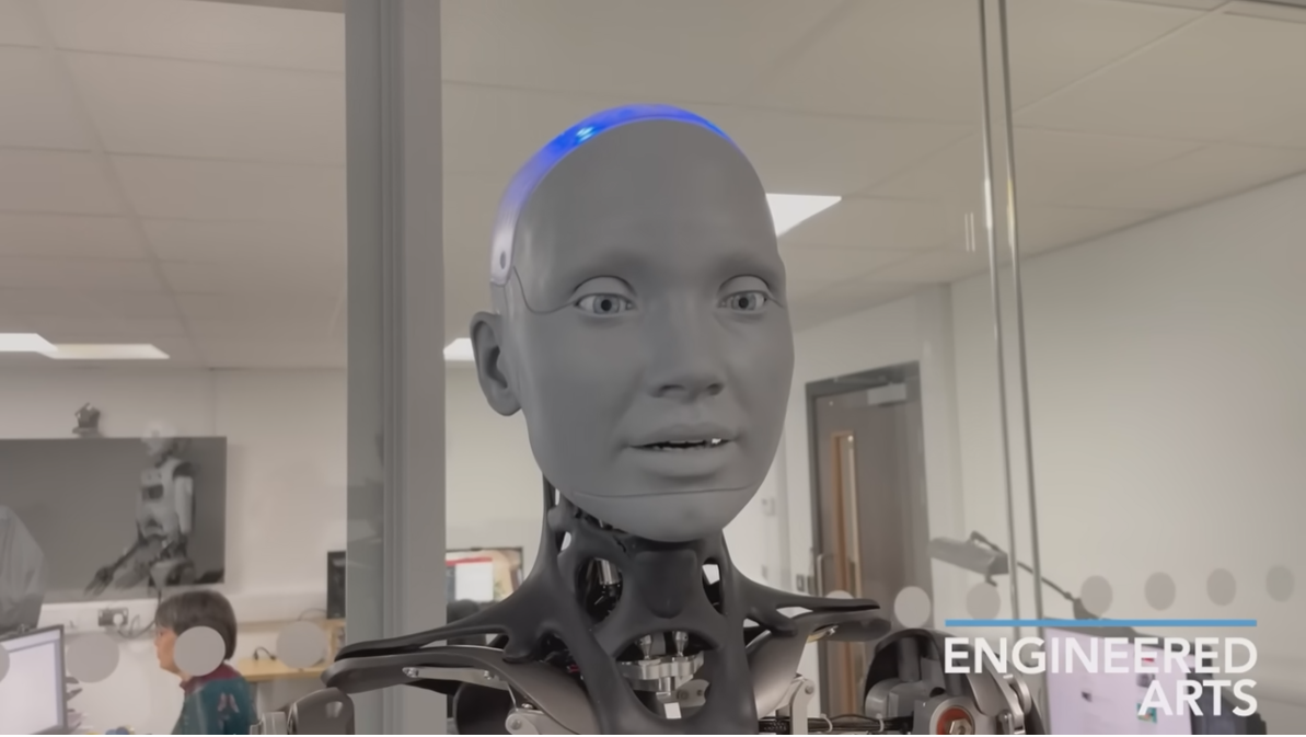 ▲ GPT-3와 융합해 능동적 대화가 가능한 휴머노이드 로봇 아메카(출처: 유튜브 Engineered Arts)