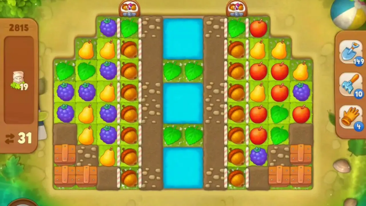 A Gardenscapes match-3 puzzle level
