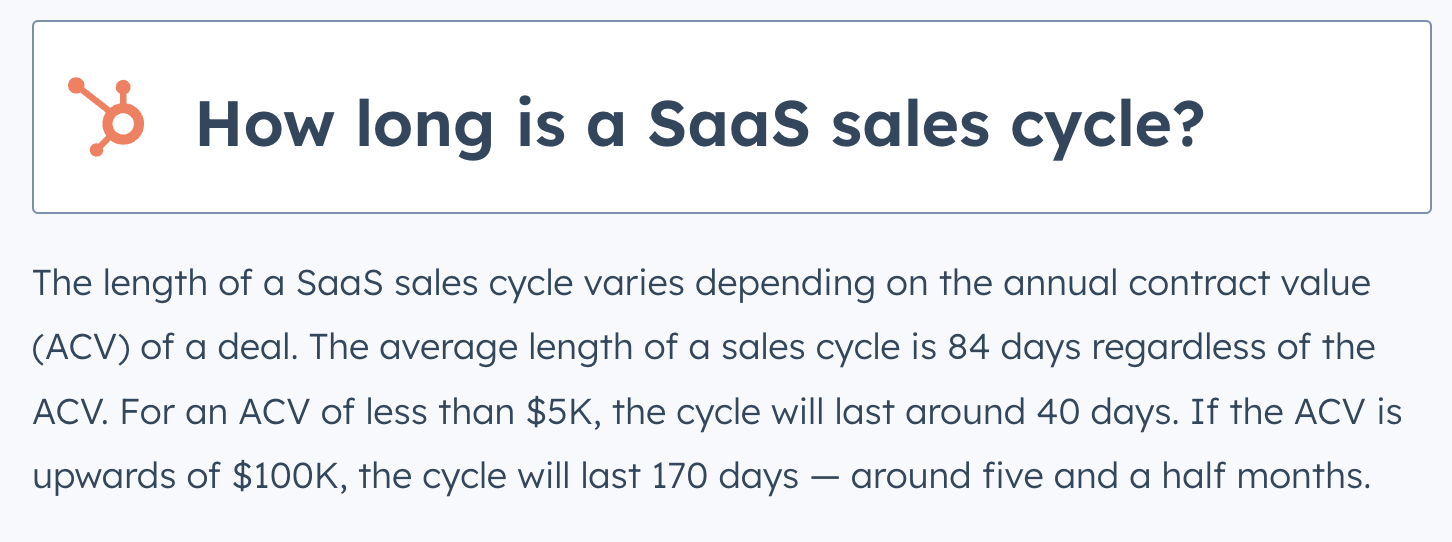 Hubspot Blog의 Sales Cycle 통계는 대형계약은 6개월 가량 걸린다고 말한다