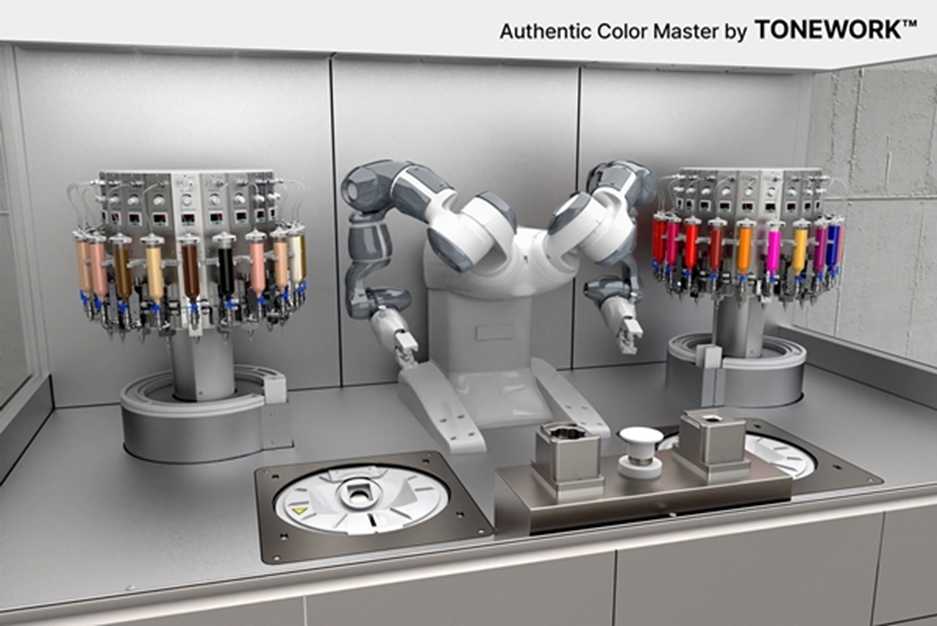 자료: 아모레퍼시픽이 CES 2023에서 공개한 맞춤형 화장품 로봇 팔 ‘톤워크’