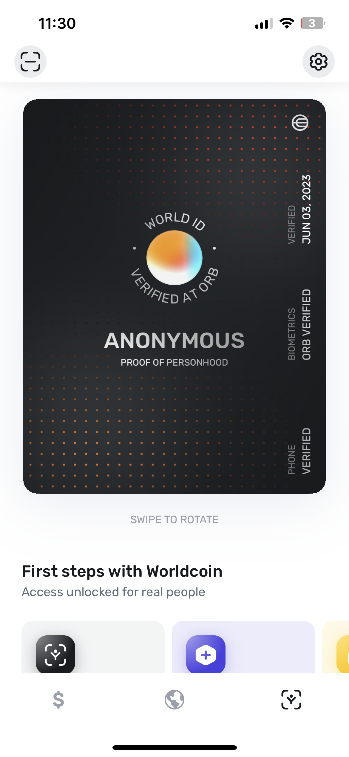 홍채 스캔 후 발급된 World ID