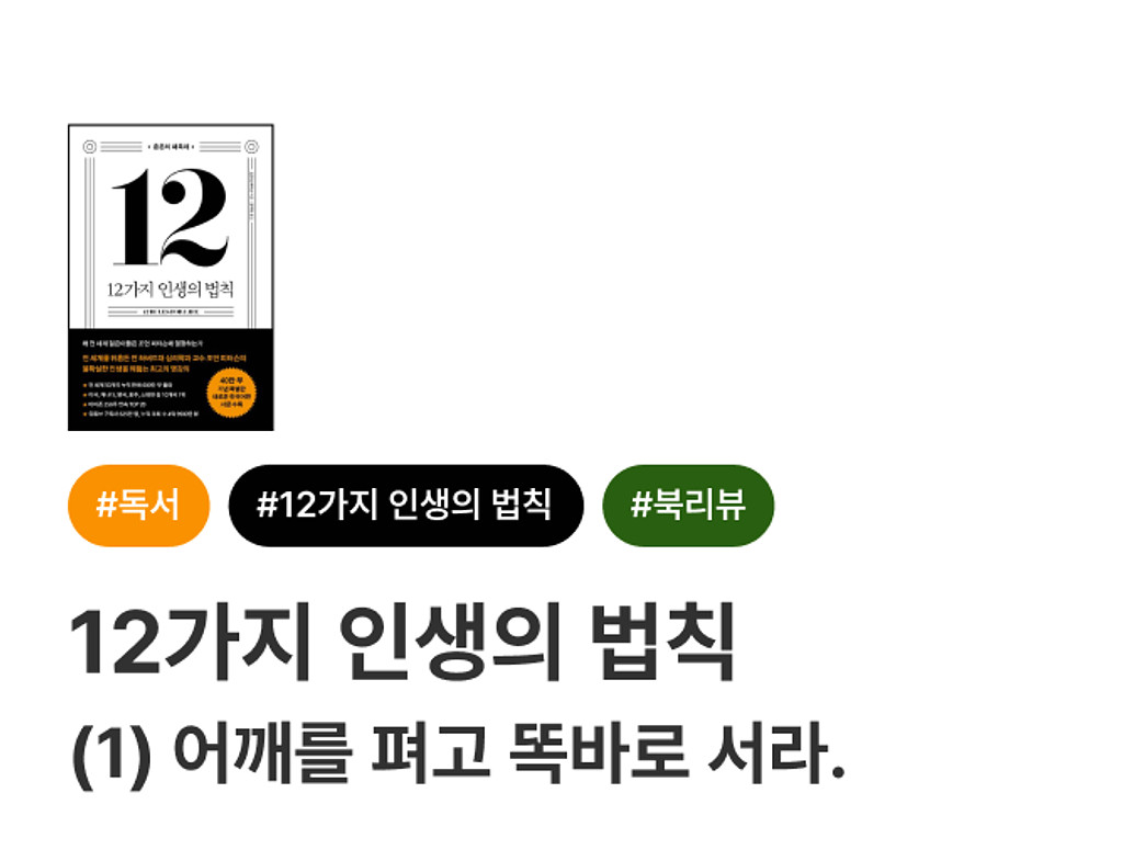 📚 12가지 인생의 법칙 - 1. 어깨를 펴고 똑바로 서라.의 썸네일 이미지