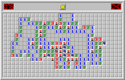 <i>추억의 지뢰찾기를 기억하십니까.<br>(이미지 출처: minesweeper.online)</i>