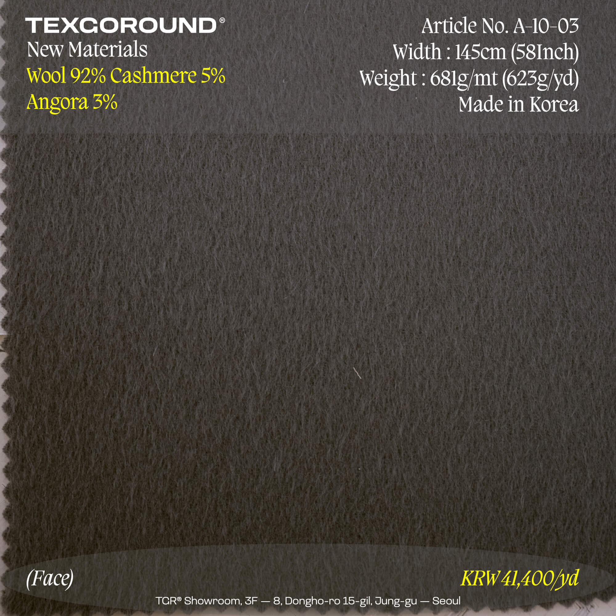 TEXGOROUND® New Materials (1) - Wool 92%, Cashmere 5%, Angora 3%