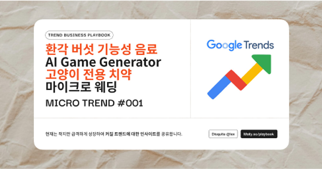 [마이크로 트렌드 #001] 환각 버섯 기능성 음료, AI Game Generator, 고양이 전용 치약, 마이크로 웨딩의 썸네일 이미지