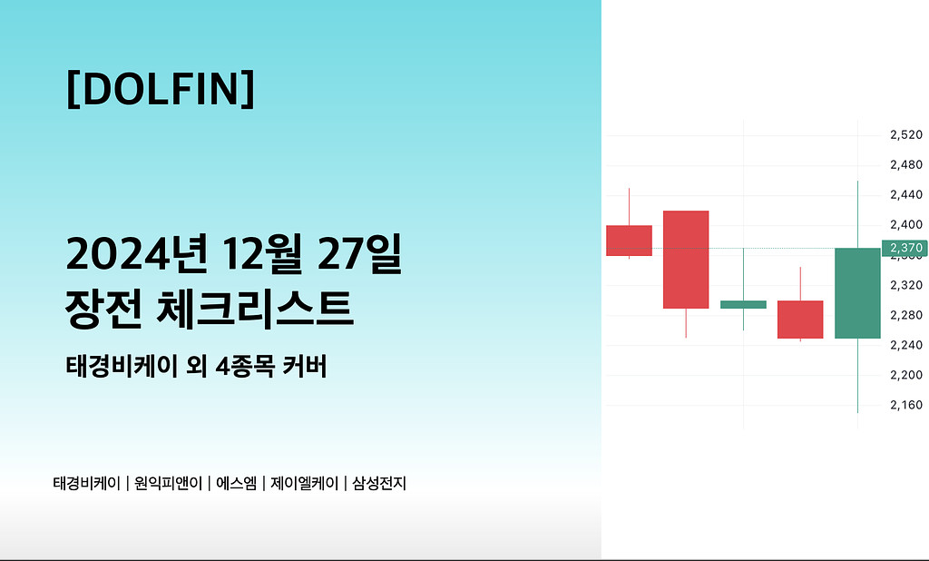 🐬[DOLFIN] 12월 27일 장전 체크리스트의 썸네일 이미지