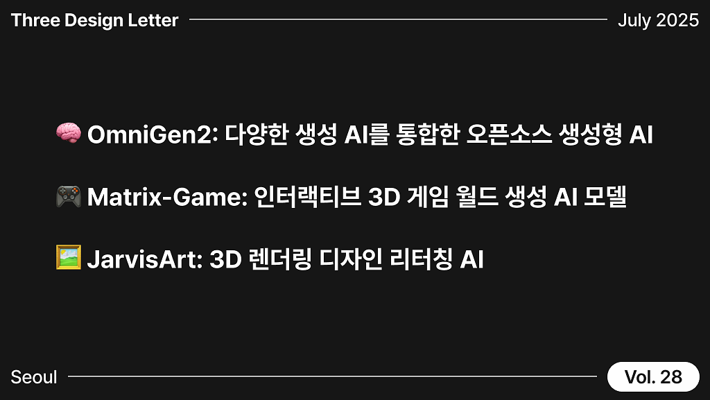 7월 첫째 주_최신 AI 소식 3: 실시간 멀티모달 생성부터 게임 월드 자동화까지의 썸네일 이미지