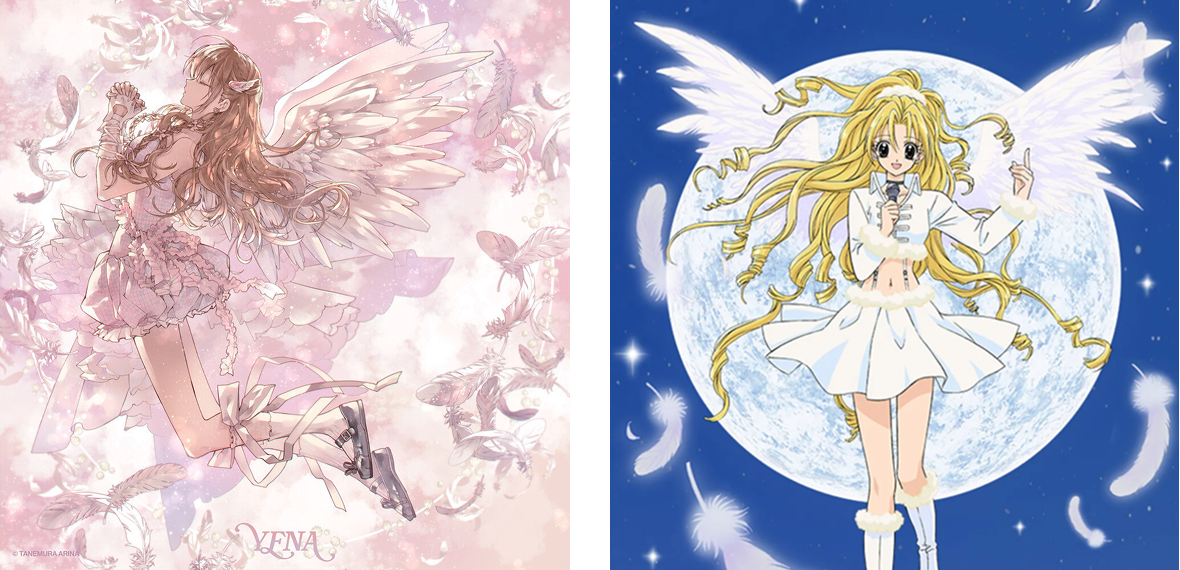 (좌) [Blooming Wings] Album Art / (우) 애니메이션 <달빛천사> 포스터