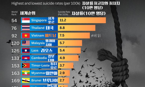 [인포그래픽]2024년 동남아 자살률 순위(+한중일은?)