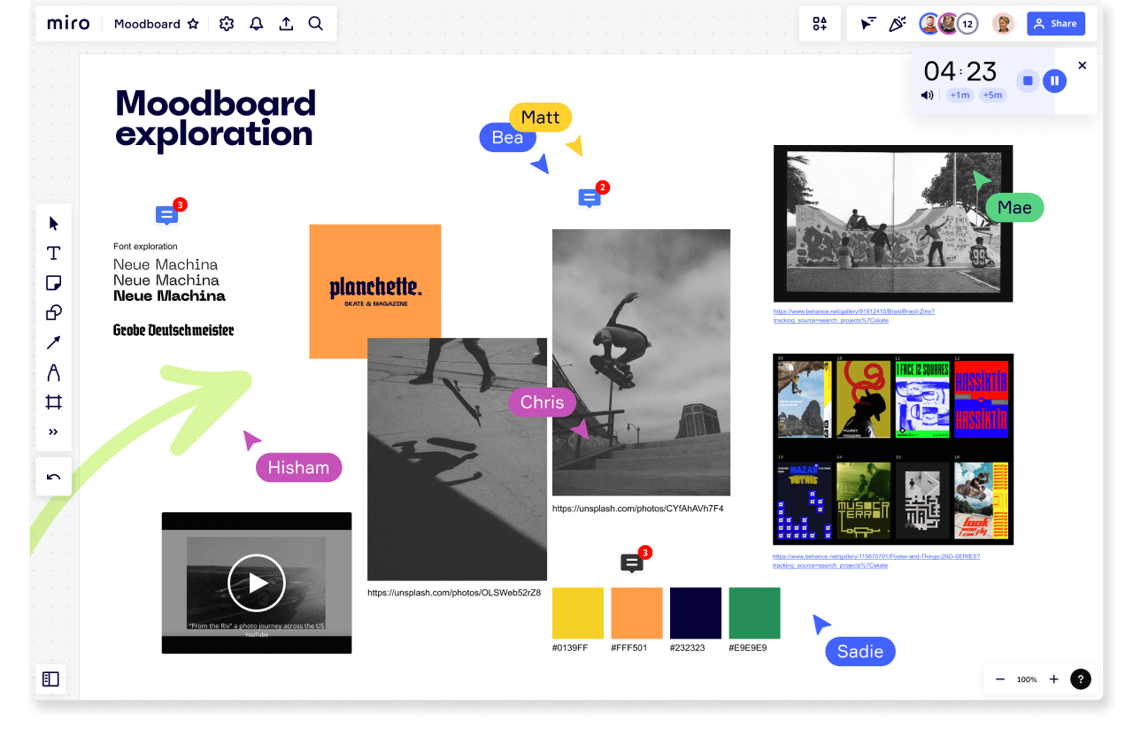 무드보드를 설명하는 가장 좋은 예시 중 하나인 'Miro'입니다.