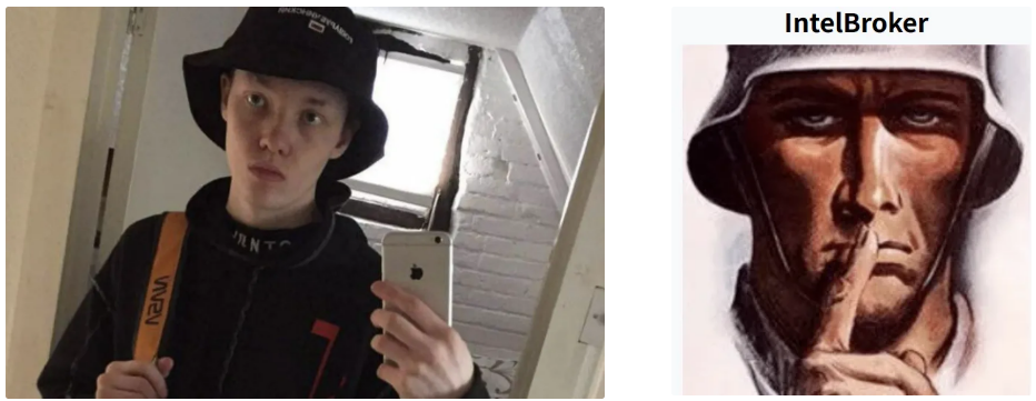 [출처: Coinlive, Cyble Vision] 인텔브로커 사진과 다크웹 프로필